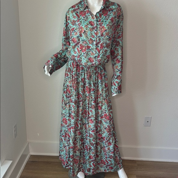 RAGA Floral Long Sleeve 2 piece Dress - Red and Green floral pattern - Picture 1 of 14